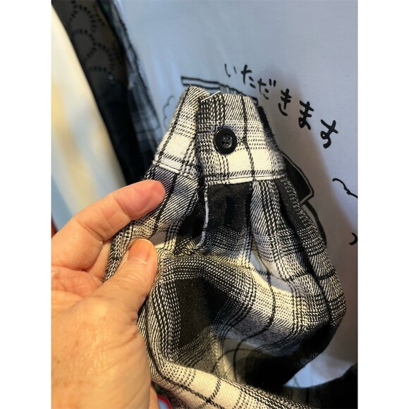 BUDEN SHOUTEN T-Shirt Unisex M White Japanese Ramen Graphic Plaid Sleeves - Picture 5 of 7